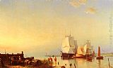 Hermanus Koekkoek Snr Three Mast Ships at Anchor painting